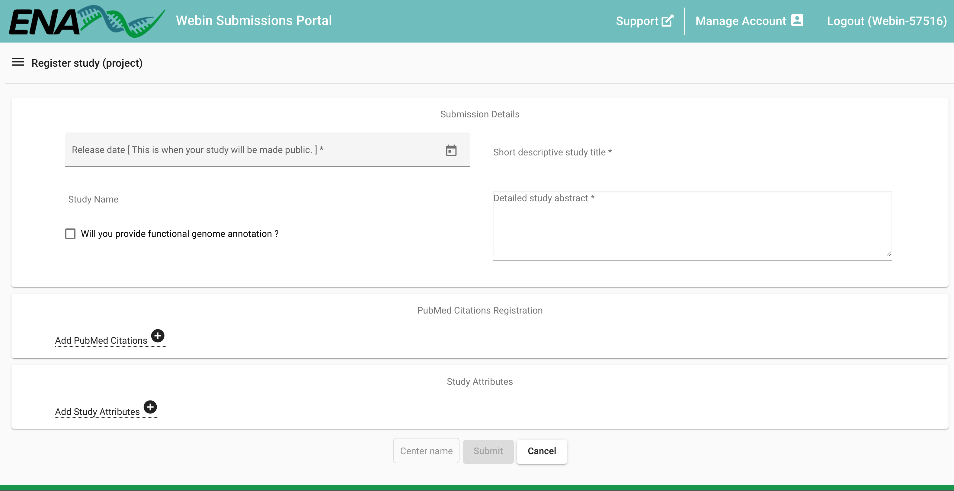 Step 2, register study form
